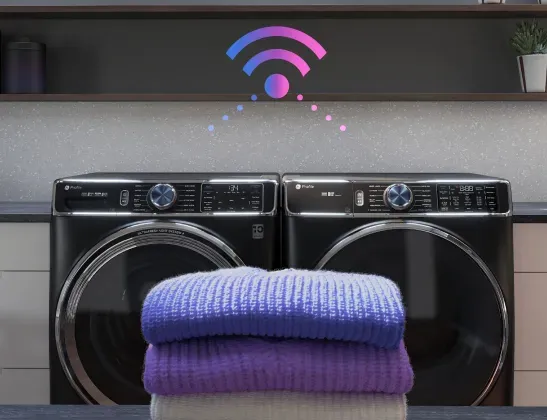 Smart Laundry: Connected washer and dryer set for remote control and efficiency.